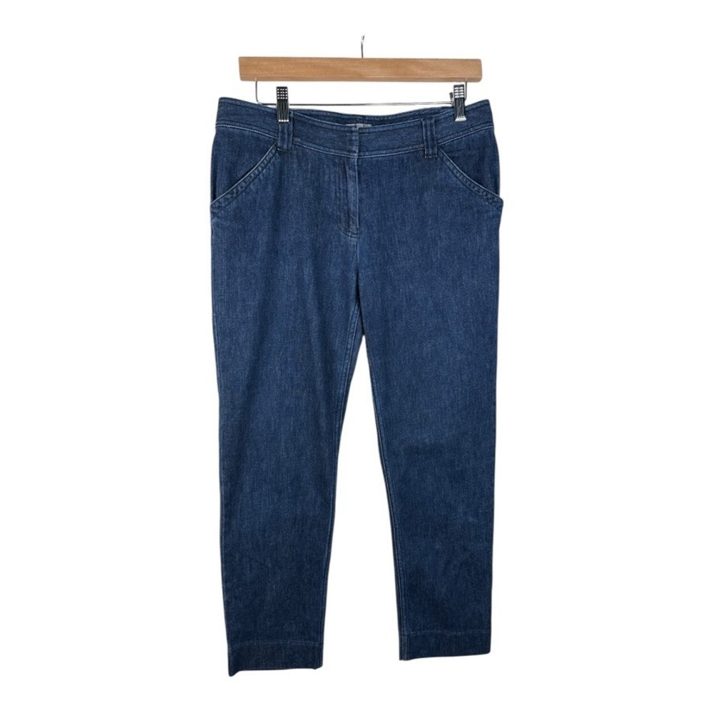 J Jill Women's Crop Jeans Mid Rise Flat Front Blue Denim Size 8 Stretch